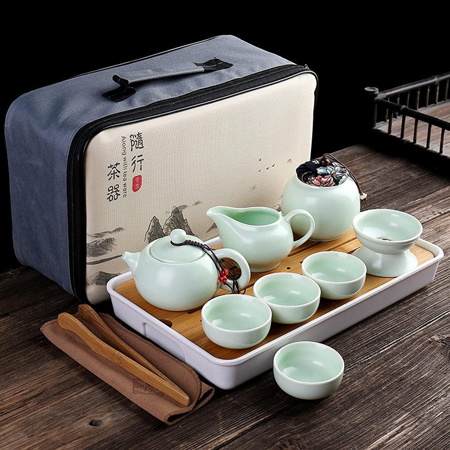 11x Travel Tea Sets Chinese Portable Ceramic Bone China Gaiwan Teacup Kung Fu